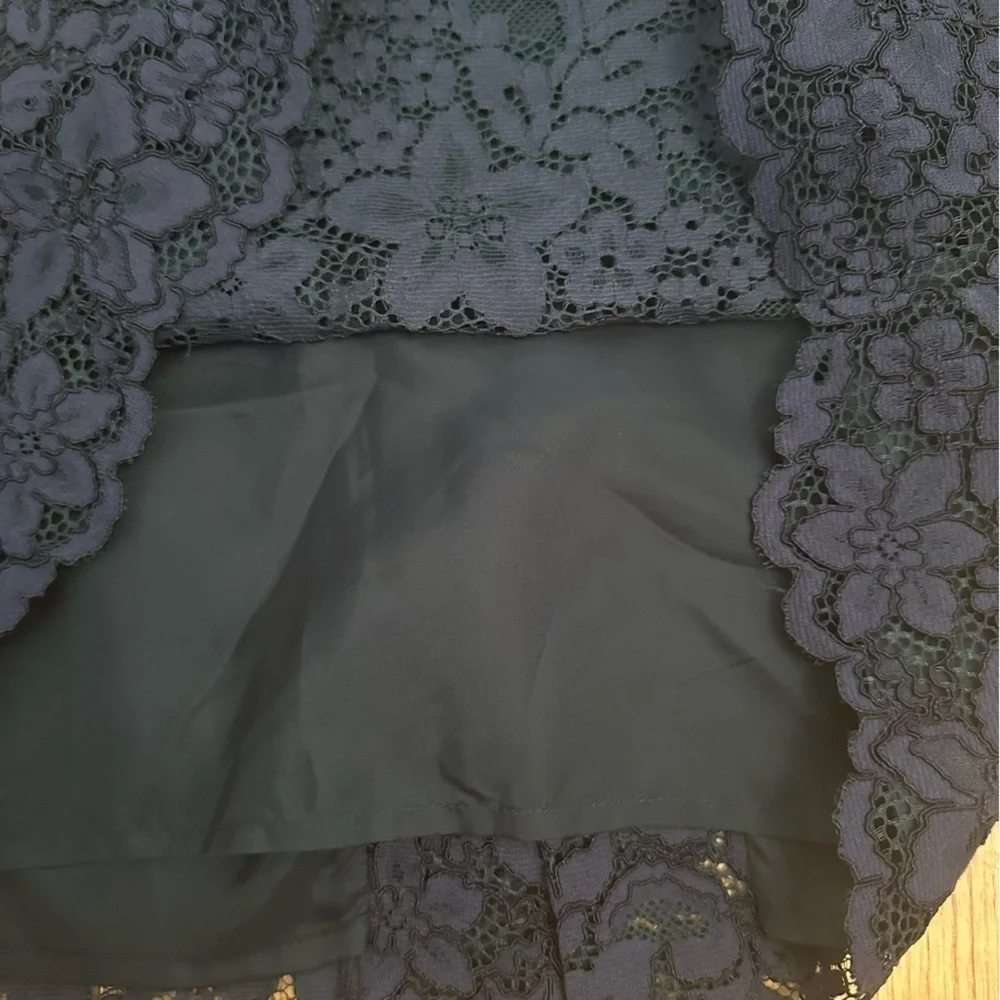 Tory Burch Size 4  Lace Pencil Skirt Scalloped Embroidered Floral Slit @